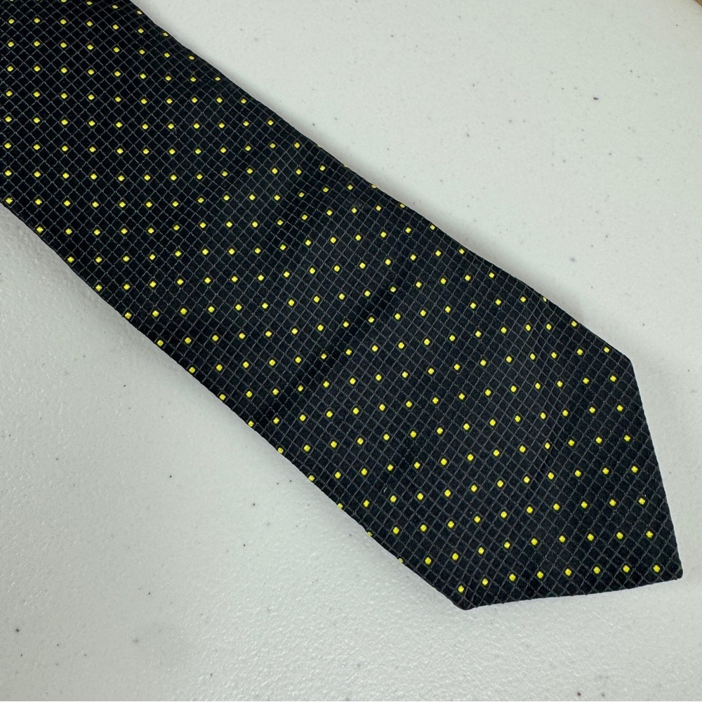 Gucci Silk Tie Gray Yellow Micro Dot Pattern Designer Luxury Necktie - Picture 12 of 16